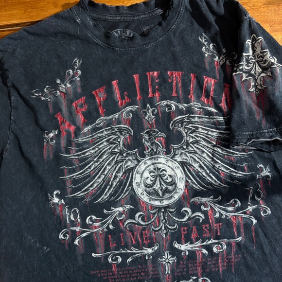 Affliction Other - Affliction T Shirt Men Large Black Live Fast USA Eagle Graphic Distressed Grunge